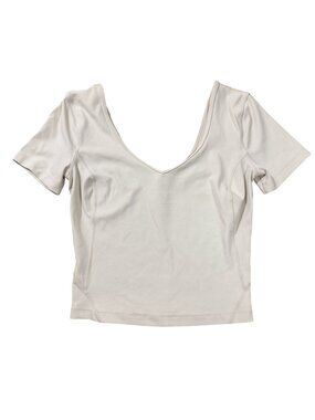 Lululemon Women’s Light Gray Scoop Neck Short Sleeve Athletic Top Size 2